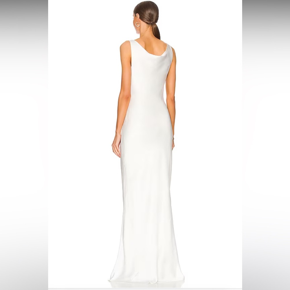 Norma Kamali revolve Maria Gown in Snow White color large silk dress